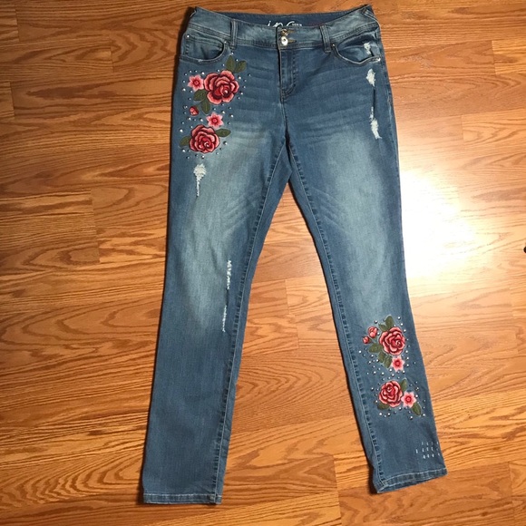 Denim&Co Denim - Denim INC Women’s Boyfriend Jeans Blue 💐 Flowers